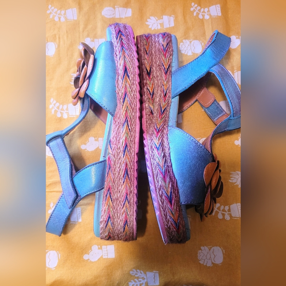 Spring Step L'Artiste Blue and Brown Sandals Size 38=7.5 (68) - Picture 8 of 15